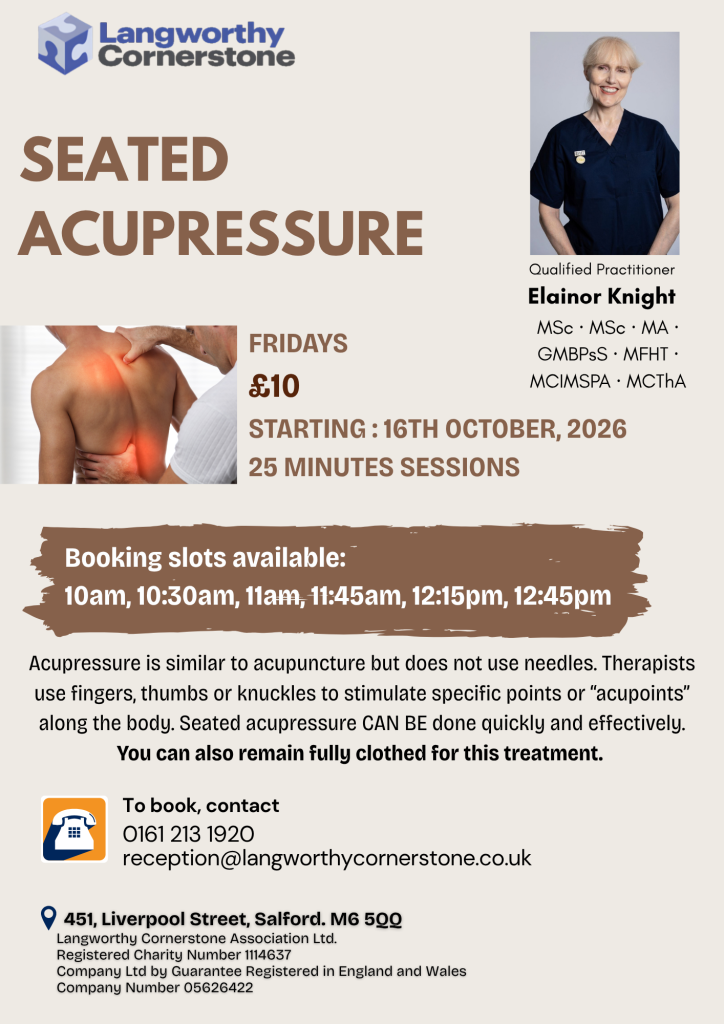 Seated Acupressure Massage Sessions – Fridays